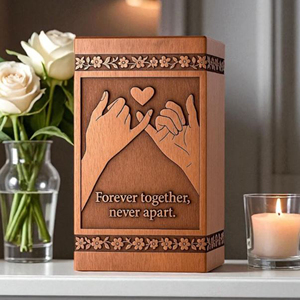 Hand Carved Wooden Cremation Urn: Heart & Hands Memorial Keepsake Memorial Keepsake by AYAANS - Product Image 4