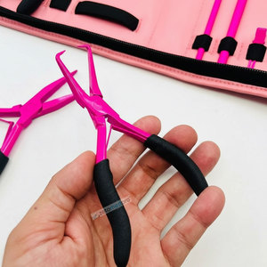 Hot Pink Hair Extension Tools Kit Micro Link and Removal <b>Plier</b> <b>Set</b> Professional Stainless Steel Beads Threads & Heat Protector - Product Image 4