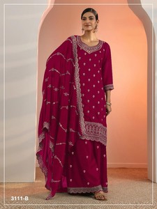 Dhwaja Export Faux Georgette Semi Stitched <b>Suit</b> with Embroidery Work - Product Image 3
