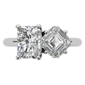 Anillo de compromiso de diamante CVD HTTP 1ct de dos piedras Asscher con corte esmeralda, Plata de estrella 925 para regalo de boda, Diamante cultivado en laboratorio - Product Image 4