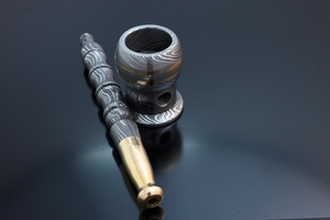 Pipa de Fumar Reutilizable de Acero de Damasco Clásica y Tradicional, Personalizada OEM/ODM, con Boquilla de Madera, Caja de Regalo, Entrega Rápida, Producto Popular - Product Image 5