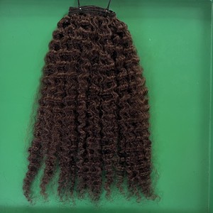 40 piezas Qhair vietnamita suave de alta calidad pelo crudo negro birmano rizado máquina de trama doble paquete dibujado de Qhair - Product Image 5