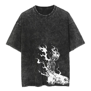 Camiseta holgada gráfica vintage lavada con cuello redondo, estilo oversize Y2K, streetwear, hip hop, urbana, con efecto stonewashed y corte boxy. - Product Image 2