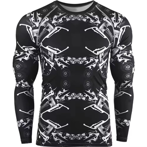 Vente en gros de rashguards à manches longues personnalisés pour hommes, tissu respirant pour la salle de sport, équipement de protection ODM - Product Image 4