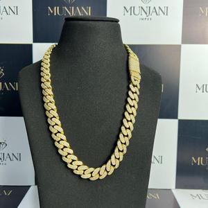 Collar de Lujo con Cadena Cubana Chapada en Oro y Plata S925, con Moissanita VVS de Corte Brillante, Pasa Prueba de Diamante, Certificado IGI, Estilo Hip Hop - Product Image 4