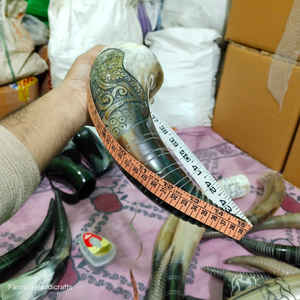 Corne à boire viking de luxe, grande, sculptée à la main, avec revêtement alimentaire sûr et anti-fuite, en corne de bœuf, à prix avantageux - Product Image 4