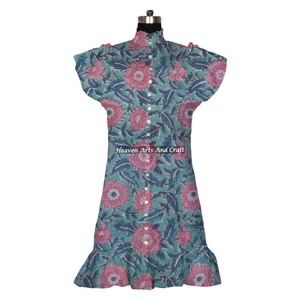 <b>Amazing</b> Best Quality Handmade Formal Cloth Summer Short Sleeve Romantic Elegant Midi Eco-Friendly Natural Waist Dress - Product Image 5
