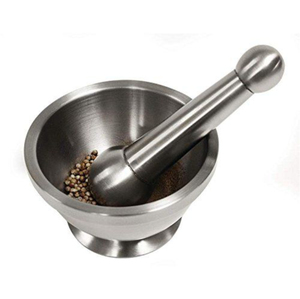 Wholesale Modern Design Stainless Steel Mortar And Pestle Garlic Press & Spice <b>Grinder</b> Bowl Mill Set For Home Kitchen Use - Product Image 4