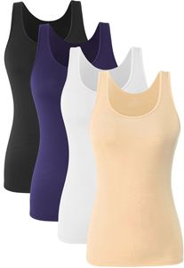 Débardeurs en tricot pour femmes, couleur unie, col carré, respirants, décontractés, 95% modal, longueur normale, vintage, sans couture sur le devant - Product Image 4