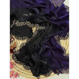 Robe de soirée de créateur, sari de soirée avec travail de diamants - Product Image 5