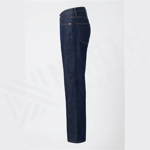 Jean en denim coupe droite délavé foncé pour homme, taille haute, coupe classique, en coton, style décontracté, pantalon d'automne - Product Image 2