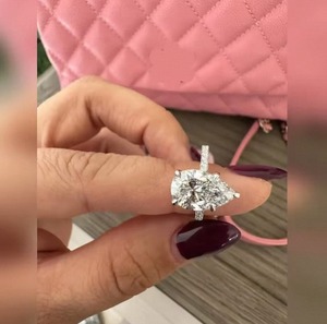 Bague en or 9K 14K 18K avec diamant de laboratoire taille poire 3 carats certifié IGI, cadeau de luxe pour femme, mariage, fiançailles, anniversaire - Product Image 5