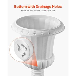 Paquete de 2 Macetas de Plástico Blancas Clásicas de 15.8 x 26.4 Pulgadas, Macetas Versátiles para Interiores y Exteriores, Jarrones para Bodas, Macetas para Plantas - Product Image 5