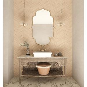 Miroir mural unique KSN, design Art Déco floral asymétrique élégant, en aluminium, fait main, pour la maison, la salle de bain, Bar Mitzvah - Product Image 1