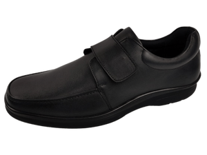 Zapatos de Vestir de Cuero Negro para Hombre, Sin Cordones, Punta Redonda, Cierre de Velcro, Entresuela Acolchada de EVA, Suela de Goma, para Oficina y Carrera Profesional - Product Image 5