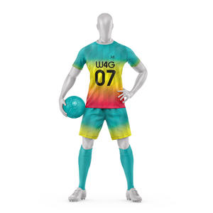 Ensemble maillot et short de football pour homme 100 % polyester imprimé sur mesure, logo frontal, extensible dans quatre directions, respirant, séchage rapide - Product Image 5