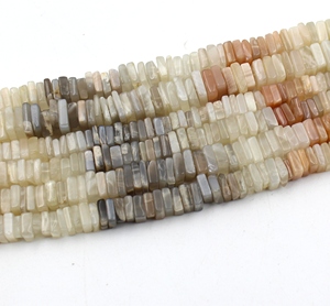 Perles de pierre de lune lisses en forme de Heishi, qualité gemme, 16 pouces, prix de gros par brin - Product Image 2