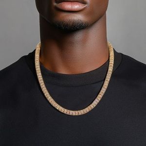 Collier chaîne cubaine unisexe en or massif 14K plaqué or 18K avec diamants incrustés, bijou hip-hop, cadeau - Product Image 1