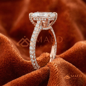 แหวนแต่งงานเพชรทรงเรเดียนท์คัท ทองคำชมพู 14K แบบคลาสสิก พร้อมวงแหวนเพชรเรียวบางและผิวขัดเงา - Product Image 2