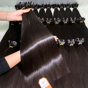 Extensiones de cabello humano de grado 12A, color negro natural, superdoble estirado, paquetes sin procesar - Product Image 1