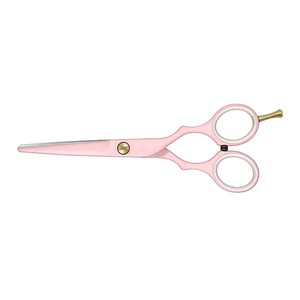 Ciseaux de coiffure japonais en acier inoxydable J2 de qualité supérieure, revêtement poudré rose, avec poignée ergonomique et repose-doigts réglable - Product Image 2