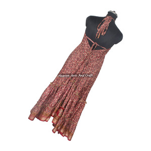 Vestido maxi de seda vintage con estampado estilo hippie para mujer, vestido con tirantes, étnico, elegante, multicolor, ropa de verano, diseño vintage, Ibiza - Product Image 2