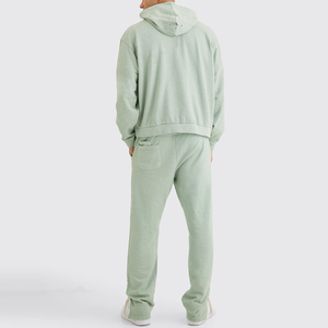 Nouveau design, qualité supérieure, survêtement décontracté à capuche pour homme, couleur unie, effet délavé, style sport, service OEM personnalisé - Product Image 2