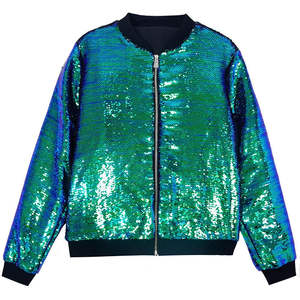 Blousons de baseball à capuche pour femmes, style décontracté, motif uni, brodés, à sequins véritablement brillants, pour le printemps et les concerts - Product Image 2