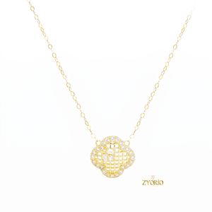 High Quality FuLong 18K Solid Gold Flower Shape Micro Insert Necklace Trendy Oval Cut Zircon Choker Weddings Gifts Link Chain - Product Image 4