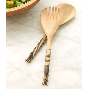 Elegante juego de utensilios de madera de mango para servir ensalada, de 2 piezas, a un precio razonable. - Product Image 5