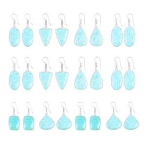 Natural Gemstone Silver Plated Jewelry for Women Party Handmade 2026 New Arrival <b>Cute</b> Amazonite Dangle Drop <b>Earrings</b> - Product Image 1