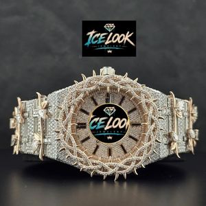 Reloj Mecánico Ice Look con Esfera de Cristal, Brazalete Dorado, Estilo Unisex, Reloj de Lujo para Regalo y Exhibición - Product Image 5