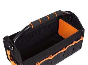 Sac de transport pour électricien robuste, noir avec poches orange, poignée en acier, matériau en polyester renforcé, Oxford - Product Image 3