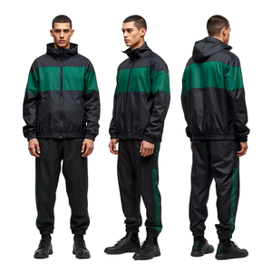 Survêtement de luxe pour homme en carbone, coupe-vent à capuche, avec broderie unie, léger et tendance pour l'hiver - Product Image 3