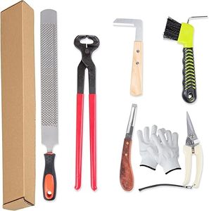 Kit de herramientas para el cuidado de pezuñas de caballo con lima, alicates, cuchillo, cepillo y guantes para uso de herradores, de acero inoxidable, color sólido. - Product Image 4