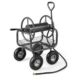 Carrello Avvolgitubo da Giardino Grande Capacità 300 Piedi con 4 Ruote e Cesto Portaoggetti - Product Image 4
