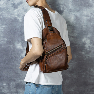 Bolso de Hombro de Cuero Genuino Hecho a Mano para Hombre, Estilo Vintage, con Cierre de Cremallera, Impermeable, Sensación Premium, Personalización al por Mayor - Product Image 6