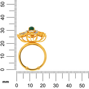 Luxury Floral Green Emerald Look Uncut Polki Diamond <b>Adjustable</b> <b>Ring</b> for Women Yellow Gold Plated Statement Cocktail Jewelry - Product Image 5