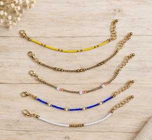 Bracelet de perles jaunes Miyuki avec fermoir mousqueton plaqué argent et rallonge de chaîne, bijoux de style décontracté unisexe pour femmes et filles - Product Image 5