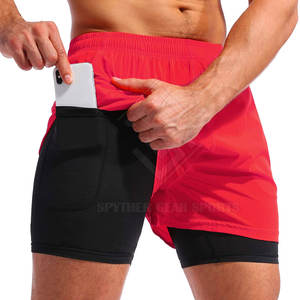 New Style Custom Made Men Double <b>Layer</b> Shorts Solid Casual High Quality Quick Dry Breathable Eco-Friendly Made in Pakistan - Product Image 5