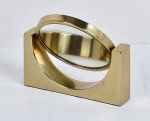 Espejo de Baño Plegable Art Deco para Sobremesa |   Espejo de Vanidad de Vidrio Elegante y Ecológico con Marco de Metal Dorado - Product Image 2