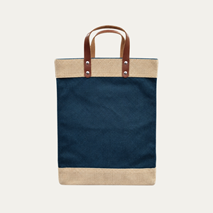Sac fourre-tout personnalisé en jute avec poignées en cuir PU, sac de courses écologique, sac promotionnel pour la vente au détail, sac cadeau en gros - Product Image 1