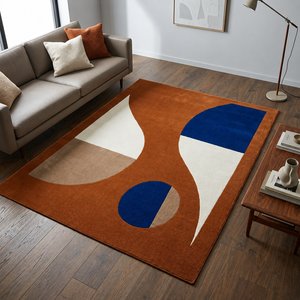 Modern Geometric Handmade Tufted Wool/<b>Silk</b> Area Rug Latex Backing Eco-Friendly Soft Home Decor for Living Room Bedroom Patio - Product Image 5