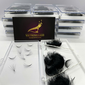 Extensions de cils synthétiques faites à la main 10D 0.07, haute qualité, volume intense, 10D/14D/16D/20D, naturelles, longues, noir mat, base pointue - Product Image 4