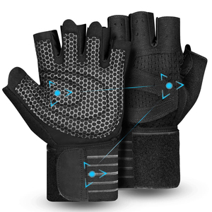 Guantes de levantamiento de pesas de medio dedo, transpirables, antideslizantes, con correa de muñeca ajustable, para gimnasio, unisex, en venta. - Product Image 5