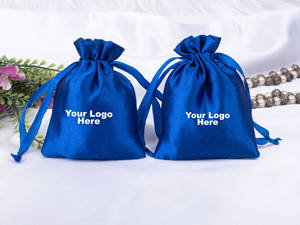 Bolsa de Joyería Ligera Hecha a Mano en India, con Cordón de Satén, Logotipo Personalizado, Bolsas de Regalo de Boda con Impresión en Seda, Envase de Embalaje - Product Image 6