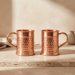 แก้วกาแฟ ชา เบียร์ FAIZA CRAFT รุ่นขายดี ทำจากทองแดงแท้ 100% ดีไซน์คลาสสิก เป็นมิตรต่อสิ่งแวดล้อม พร้อมหูจับทองเหลือง เหมาะสำหรับใช้ในบ้าน งานปาร์ตี้ และงานแต่งงาน - Product Image 1