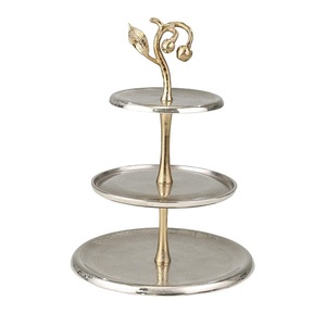 Handmade Simple Design Food Safe 2 Tier Metal Cake Stand With Gold Finish Dessert & Fruits Display Rack For Dinner Table - Product Image 3