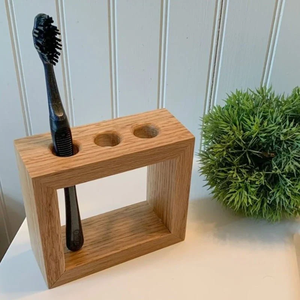 High Quality Wooden <b>Toothbrush</b> <b>Holder</b> Rectangle For Bathroom Storage With <b>Toothpaste</b> Slot Convenient Organizer - Product Image 3