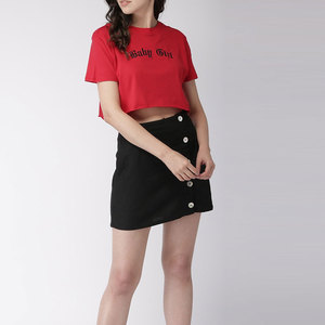 Camiseta Corta Transpirable para Mujer, Color Sólido, Manga Raglán, con Decoración de Logotipo, Estilo Casual, Baby Tee - Product Image 4